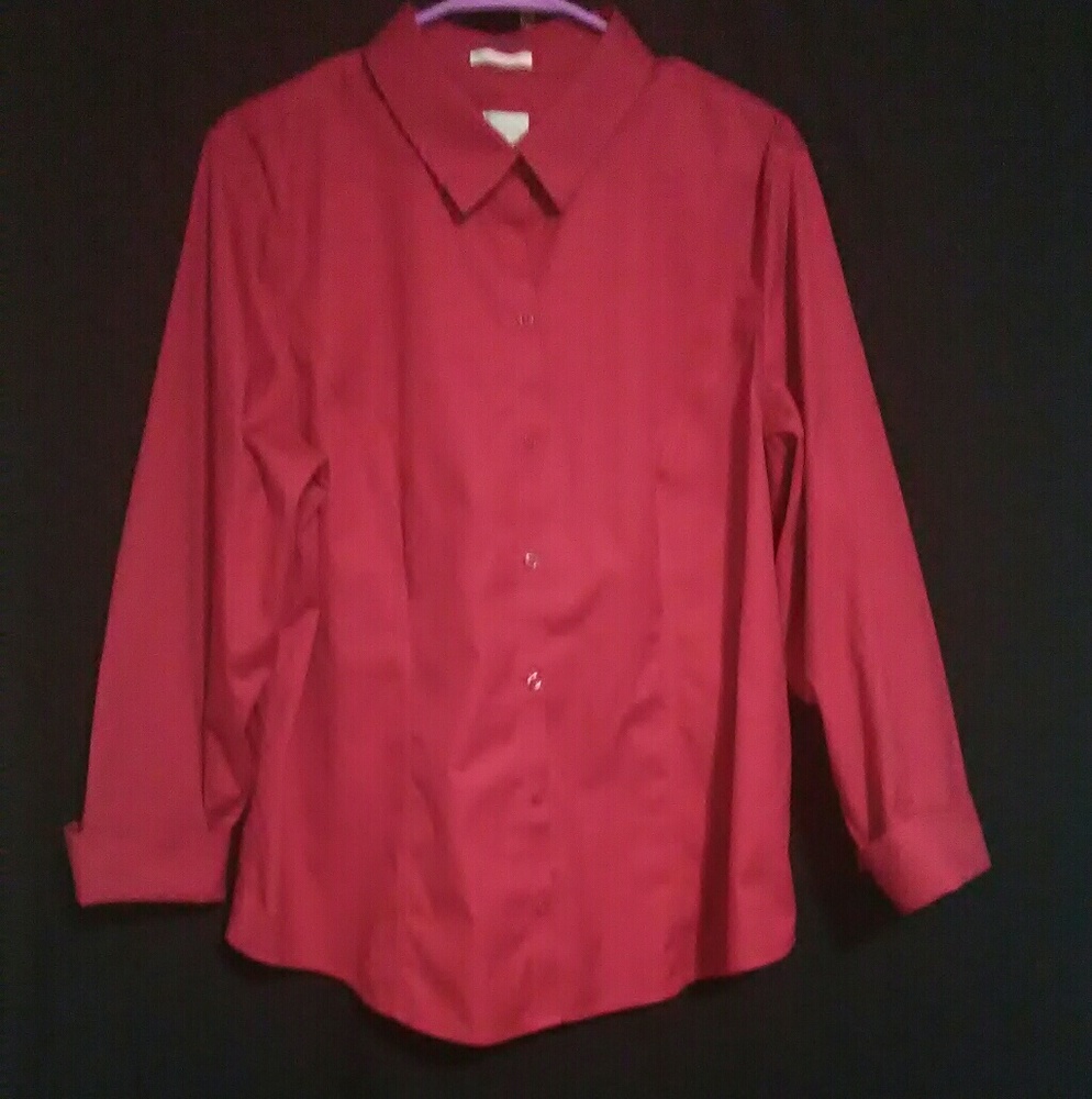 CHICOS Dark Pink Button-down Top